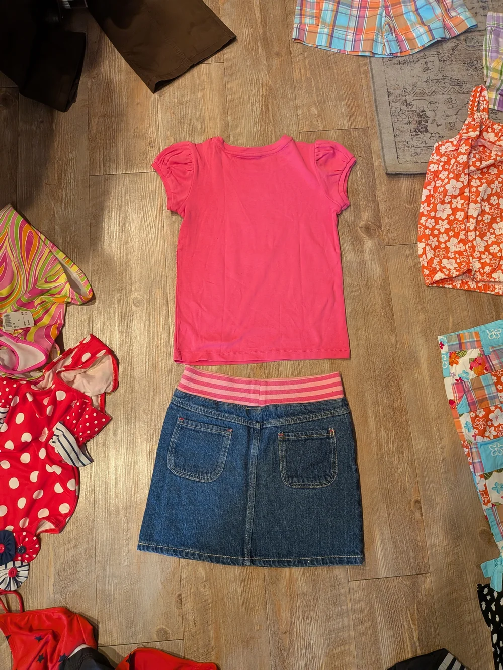 Girls Giraffe Tee & Denim Skirt Set Gymboree Size 8 New